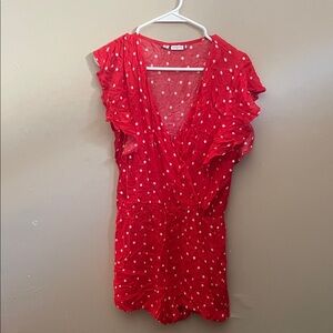 Red Polka Dot Ruffle Romper​